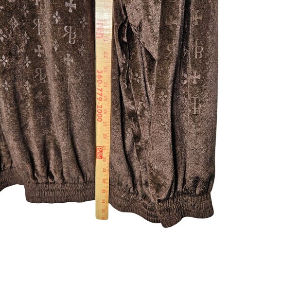 Velvet Chocolate Brown Raw Blue Mens Jacket 5XL Full Zipper Front Y2K 90s - Picture 6 of 8